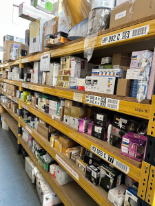 10 x Shelves of Assorted Interior & Exterior Lights, Bulbs, Lamps, Work Lights, Shades, Downlights & Cabinet Light Driver etc.