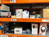 14 x Shelves of Assorted Smart & General Electricals to Include: PC & Laptop Headsets, Webcams, Meters, Readers, Monitors, Amp, Chargers, Testers, Fire Alarms, Door Bells, Lights, Plugs, Phones, Dash Cam Recorder, Radio, DVD Player, Wi-Fi Power Sockets, G - 3