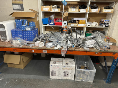 Workbench Area Containing Quantity of Assorted Plumbing Spares & Accessories to Include: Grohe Blue Tank, Taps, Tap Connectors, Shower Heads Etc (As Viewed/Inspected).