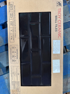 Pallet of Approx 40 Packs of Troy Ceramic Wall Tiles, Millennium Glossy Black, Size 300 x 600mm, 6 Pcs Per Pack.