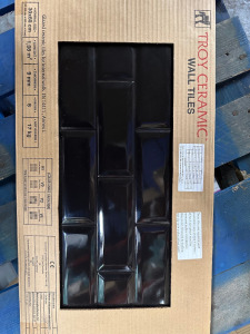 Pallet of Approx 40 Packs of Troy Ceramic Wall Tiles, Millennium Glossy Black, Size 300 x 600mm, 6 Pcs Per Pack.