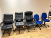 5 x Assorted Office Swivel Chairs to Include: 3 x Black Faux Leather & 2 x Blue Hopsack. - 2