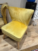 Ornate Gold Frame 2 Seater Chair & Yellow Lounge Chair. - 3