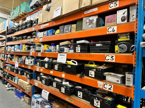 2 x Bays of Blue & Orange Boltless Heavy Duty Racking to Include: 3 x 60cm Deep Uprights (Height 260cm), 11 x Crossbeams (Width 300cm) & 12 x Wooden Shelves.