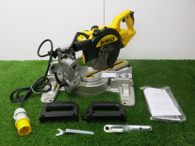 Boxed Dewalt Sliding 216mm Electric Mitre Saw, Model DWS773-LX, 110V, Cut Depth 70mm.