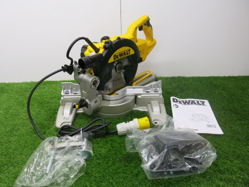 Boxed Dewalt Sliding 216mm Electric Mitre Saw, Model DWS773-LX, 110V, Cut Depth 70mm.