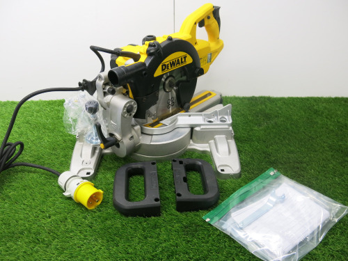 Boxed Reconditioned DeWalt Sliding 216mm Electric Mitre Saw, Model DWS774-LX, 110V, Cut Depth 70mm.