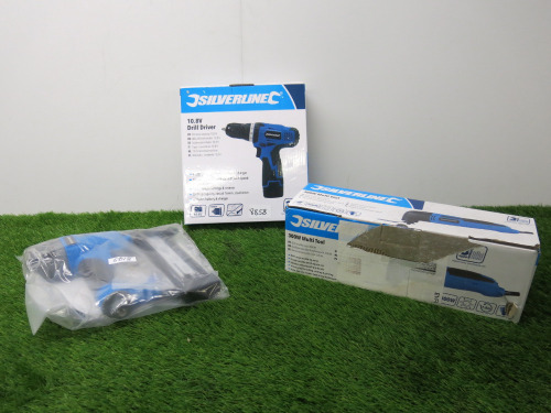 3 x Assorted Silverline Tools to Include: 1 x 10.8v Drill Driver, 1 x 300w Multi Tool & 1 x Air Brad Nailer.