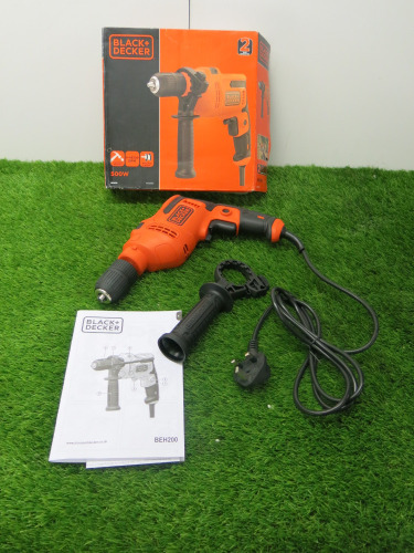 Boxed Black & Decker 500w Corded Hammer Drill, Model BEH200.