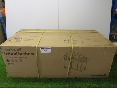 Boxed GoodHome Rockwell Gas & Charcoal Hybrid Barbecue, Model 400. PLEASE NOTE: Lot contains 1 of 2 boxes only - BBQ incomplete BOX 1 ONLY AVAILABLE IN THIS LOT