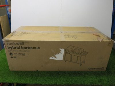 Boxed GoodHome Rockwell Gas & Charcoal Hybrid Barbecue, Model 400. PLEASE NOTE: Lot contains 1 of 2 boxes only - BBQ incomplete BOX 1 ONLY AVAILABLE IN THIS LOT