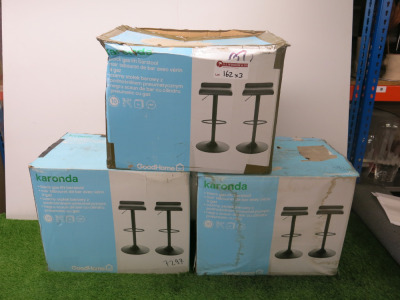 3 x Boxes of GoodHome Black Gas Lift Bar Stools (2 Pcs Per Box). Note: 3rd Box Only Has 1 Stool.