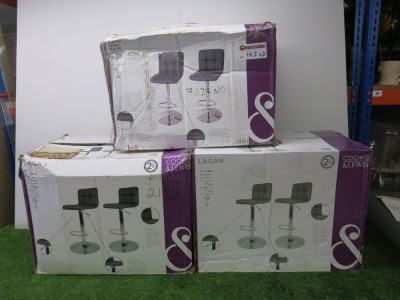 3 x Boxes of Cooke & Lewis Lagan Grey Bar Stool, 2 Pcs Per Box.