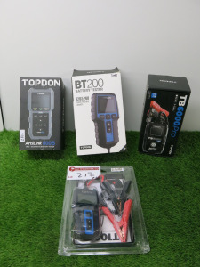 4 x Assorted Topdon Battery Testers to Include; 1 x Artilink 500B, 1 x TB6000 Pro, 1 x BT200 & 1 x BT100W.