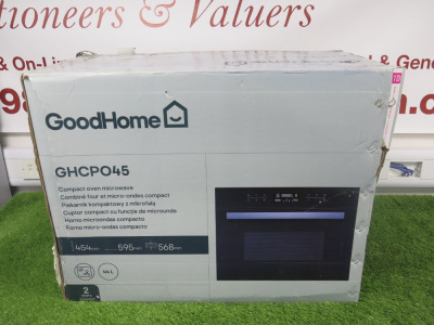 Boxed GoodHome Built In Compact Combination Oven, Model GHCPO45.