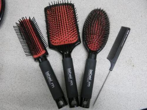5 x Label.M Brushes to Include - 3 x Paddle Brush, Comb & Backcombing Brush. (As Viewed/Pictured)