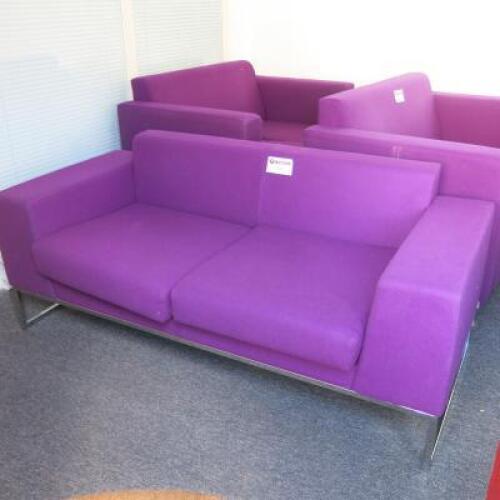 Boss Design Purple Fabric Sofa on Chrome Base