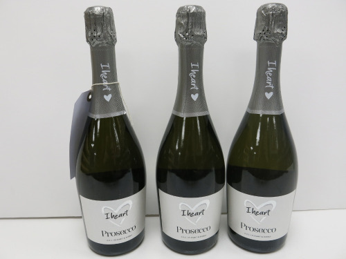 3 x Bottles of I Heart Prosecco, 75cl.