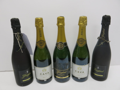 5 x Bottles of Assorted Cava to Include: 3 x Freixenet & 2 x Co op, 75cl.