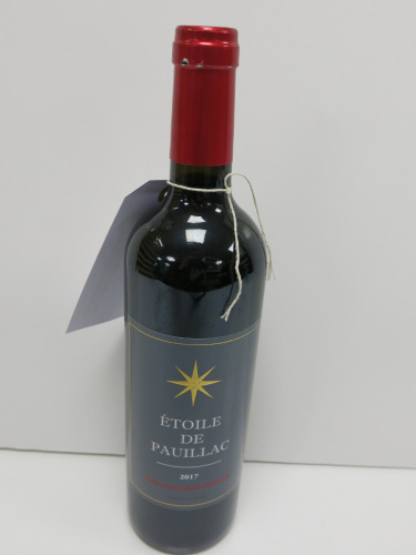 5 x Bottles of Etoile De Pauillac Red Wine, 2017, 75cl.