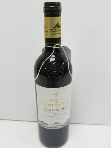5 x Bottles of Les Hauts De Saint Martin Red Wine, 2022, 75cl.