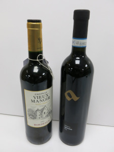 6 x Assorted Bottles of Red Wine to Include: 4 x Chateau Vieux Manor 2021 & 2 x Sannio Aglianico 2021, 75cl.
