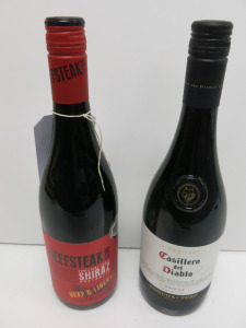6 x Bottles of Assorted Red Wine to Include: 3 x Beefsteak Shiraz 2019 & 3 x Casillero del Diablo Shiraz 2022, 75cl.