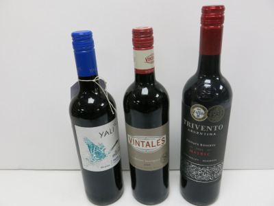 6 x Bottles of Assorted Red Wine to Include: 2 x Yali Wild Swan Merlot 2020, 2 x Vintales Cabernet Sauvignon 2019 & 2 x Trivento Malbec 2022, 75cl.