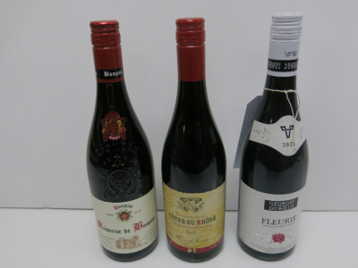 6 x Bottles of Assorted Red Wine to Include: 2 x George Duboeuf Fleurie 2022, 2 x Bottles of Reserve de Bonpas 2021 & 2 x Cotes Du Rhone 2021, 75cl.