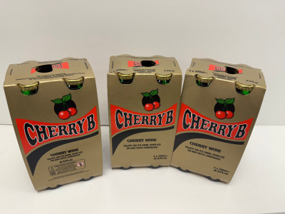 3 x Packs of 4 Bottles Cherry B Cherry Wine, 20cl.