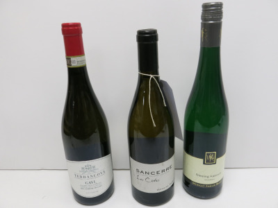 6 x Assorted Bottles of White Wine to Include: 2 x Sancerre Les Cotes Domaine Roblin 2022, 2 x Terranuova Gavi 2022 & 2 x Weingut Familie Rauen Riesling Kabinett, 75cl.