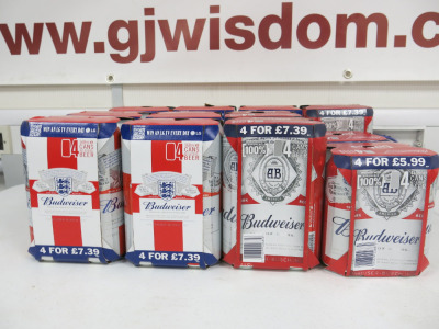 12 x Packs of 4 Cans of Budweiser to Include: 10 x 568ml & 2 x 440ml.