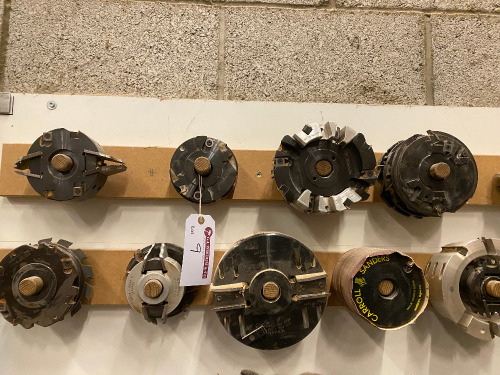 Spindle Moulder Tooling to Include: 4 x Euro Blocks, Whitehill Panel Raising Block, 4 x Rebate/Tenoning Blocks, Wobble Saw, 10mm Groover, 12.6-24mm Groover, Carroll Sander Block, Tray of Router Bits & Large Quantity of Assorted Euro Profile Knives (As Vie