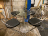 High Glass Round Table with 4 x Matching Black Padded & Chrome Framed Stools.
