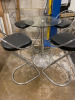 High Glass Round Table with 4 x Matching Black Padded & Chrome Framed Stools. - 2