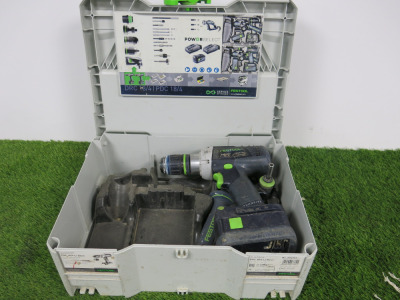 Festool PDC18/4 Quadrive Cordless Drill. Comes with Carry Case & Battery. NOTE: requires charger.