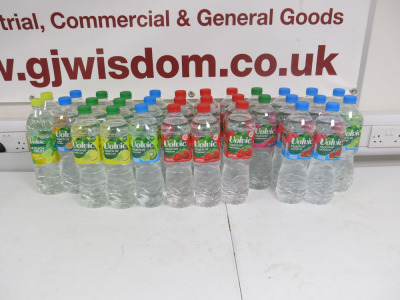 32 x Assorted Bottles of Volvic Flavoured Water to Include: 9 x Strawberry, 8 x Lemon & Lime, 2 x Mango Passion, 3 x Kiwi& Lime, 2 x Summer Fruits, 6 x Water Melon & 2 x Kiwi & Lime, 1.5L.