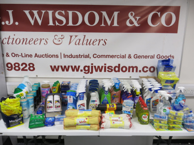 Approx 190 x Assorted Brand & Size Household Cleaning Products to Include: 4 x Washing Detergent, 6 x Assorted In Wash Scent Booster, 5 x Assorted Vanish, 3 x Cif, 9 x Oust, 13 x Dr Beckmans In Wash Stain Remover, 10 x Marigold Gloves, 7 x Assorted Febree