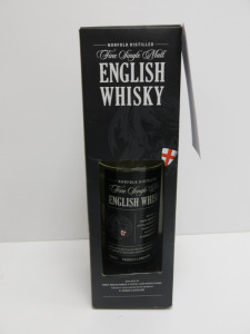 Boxed Norfolk Distilled Fine Single Malt English Whisky, 70cl.