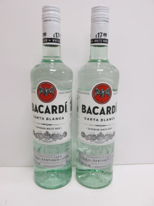 2 x Bottles of Bacardi Carta Blanca Superior White Rum, 70cl.