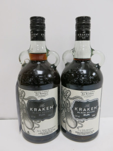 2 x Bottles of The Kraken Black Spiced Rum, 70cl.