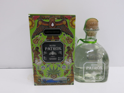 Boxed Limited Edition Silver Patron Tequila, 70cl.