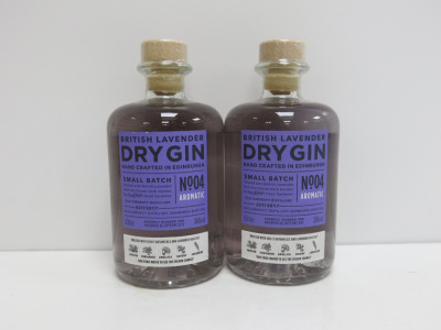 2 x Bottles of British Lavender Dry Gin, 50cl.