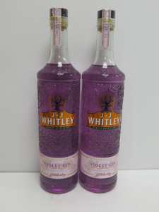 2 x Bottles of J J Whitley Violet Gin, 70cl.