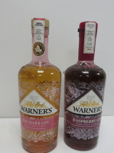 2 x Bottles of Assorted Warners Gin to Include: 1 x Raspberry & 1 x Rhubarb, 70cl.