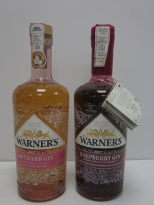 2 x Bottles of Assorted Warners Gin to Include: 1 x Raspberry & 1 x Rhubarb, 70cl.