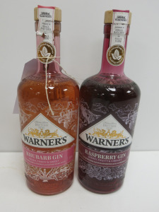 2 x Bottles of Assorted Warners Gin to Include: 1 x Raspberry & 1 x Rhubarb, 70cl.