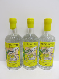 3 x Bottles of Sipsmith Lemon Drizzle Gin, 70cl.