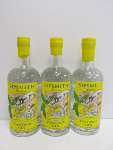 3 x Bottles of Sipsmith Lemon Drizzle Gin, 70cl.