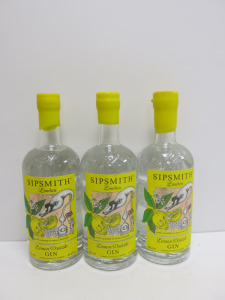 3 x Bottles of Sipsmith Lemon Drizzle Gin, 70cl.